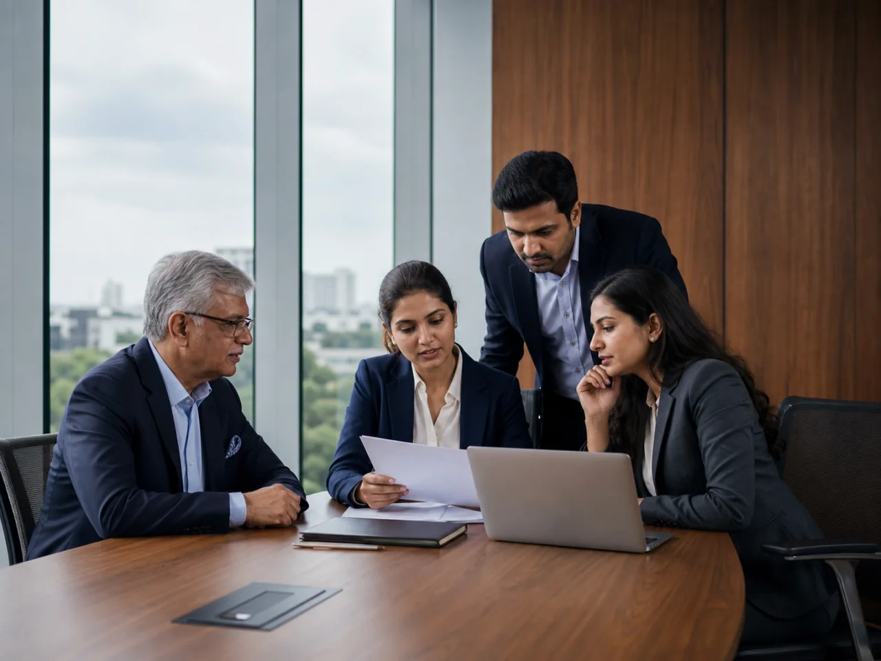 Indian executive advisory team in a professional meeting