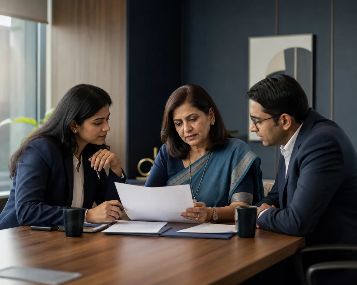 Illustrative Indian advisory team reviewing governance documents